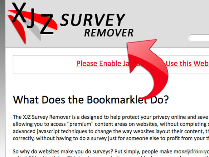 xjz survey remover bookmarklet google chrome